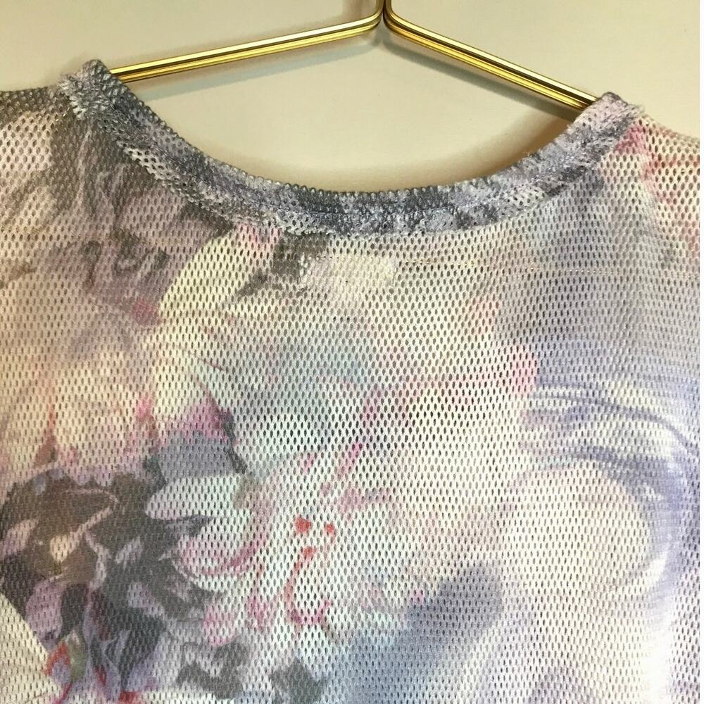 Pilcro Anthropologie Floral Mesh Ringer Tee Shirt XL - Picture 6 of 10